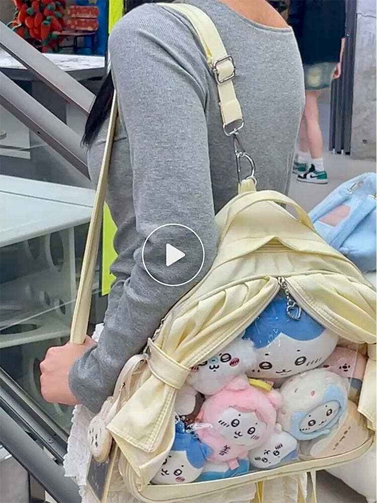 Theater Style Ita Backpack with Clear Window for Plushies and Pins Theater Style Ita Backpack with Clear Window for Plushies and Pins