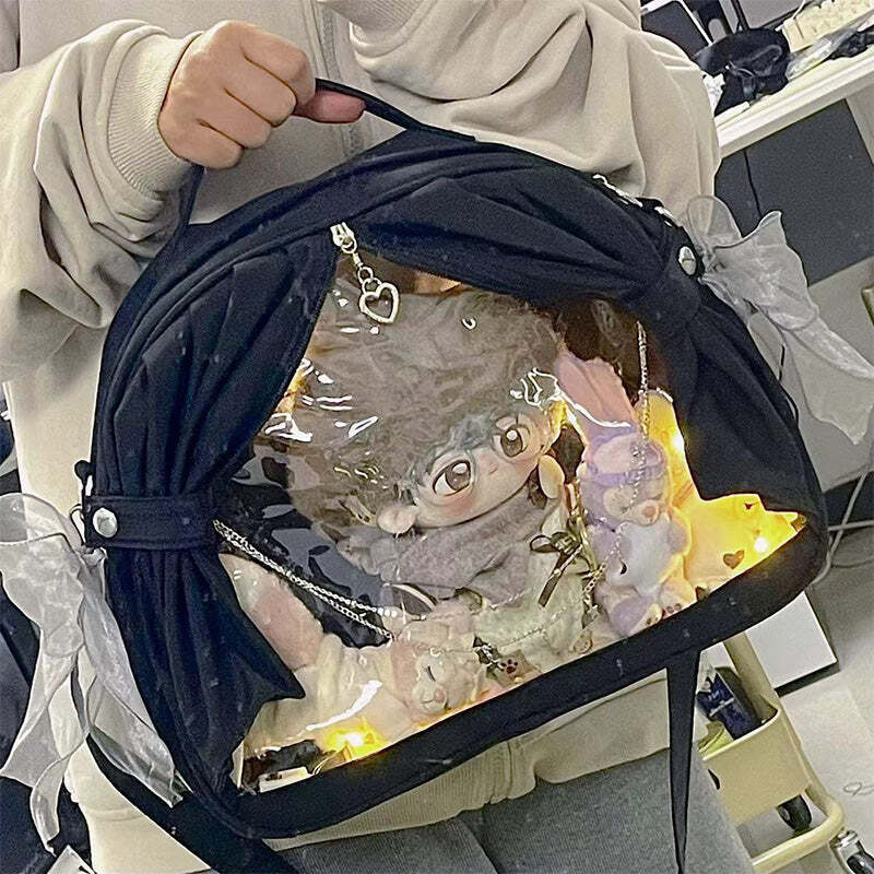 Theater Style Ita Backpack with Clear Window for Plushies and Pins Theater Style Ita Backpack with Clear Window for Plushies and Pins