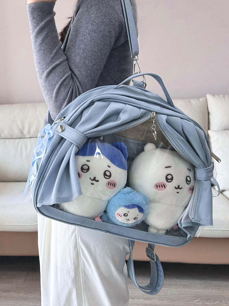 Theater Style Ita Backpack with Clear Window for Plushies and Pins Theater Style Ita Backpack with Clear Window for Plushies and Pins
