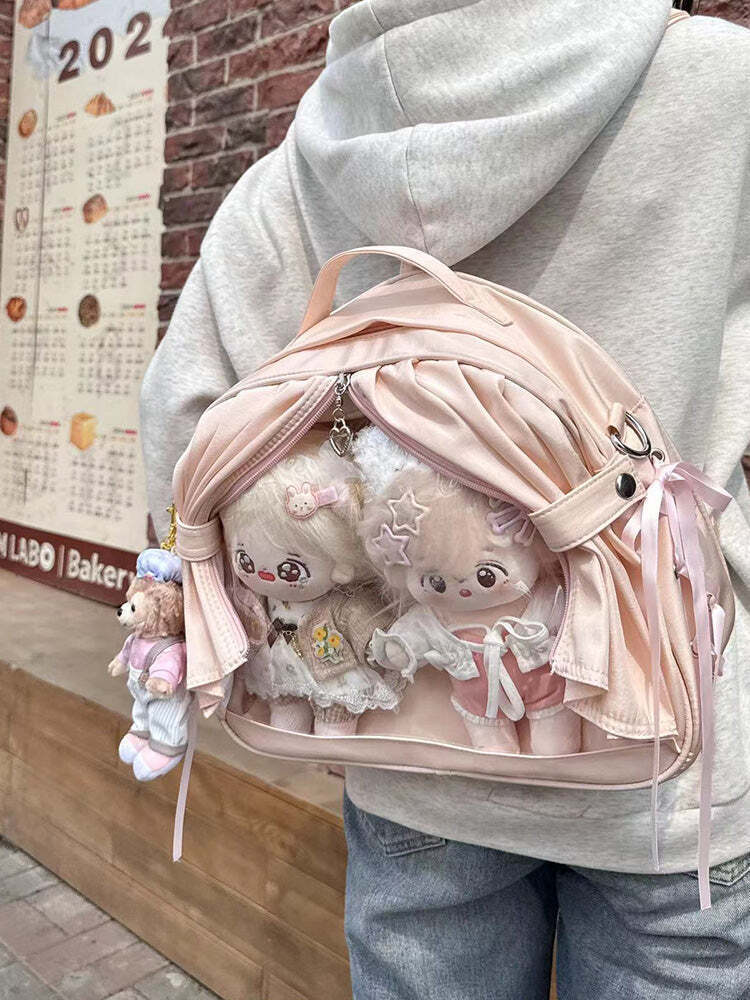 Theater Style Ita Backpack with Clear Window for Plushies and Pins Theater Style Ita Backpack with Clear Window for Plushies and Pins
