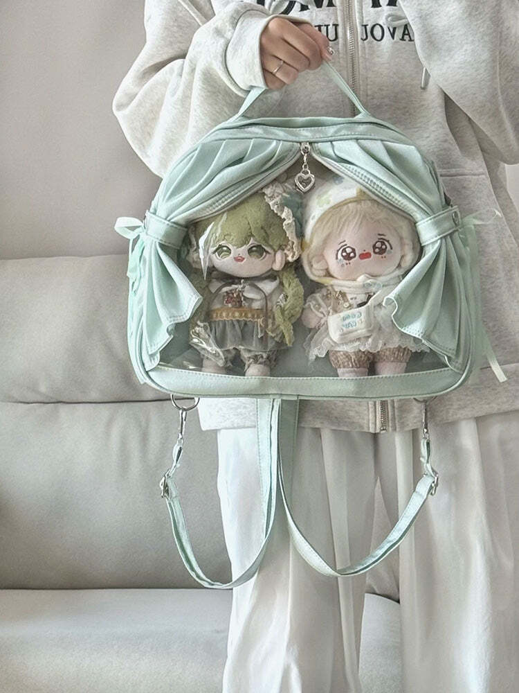 Theater Style Ita Backpack with Clear Window for Plushies and Pins Theater Style Ita Backpack with Clear Window for Plushies and Pins