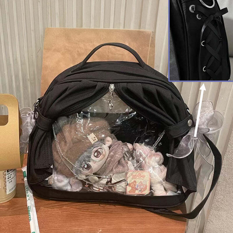 Theater Style Ita Backpack with Clear Window for Plushies and Pins Theater Style Ita Backpack with Clear Window for Plushies and Pins