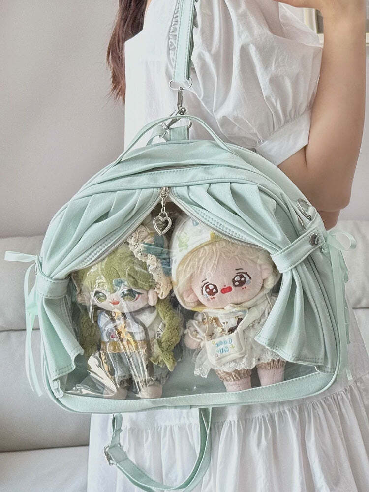 Theater Style Ita Backpack with Clear Window for Plushies and Pins Theater Style Ita Backpack with Clear Window for Plushies and Pins
