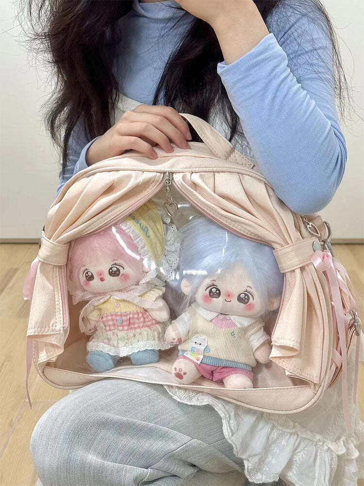 Theater Style Ita Backpack with Clear Window for Plushies and Pins Theater Style Ita Backpack with Clear Window for Plushies and Pins