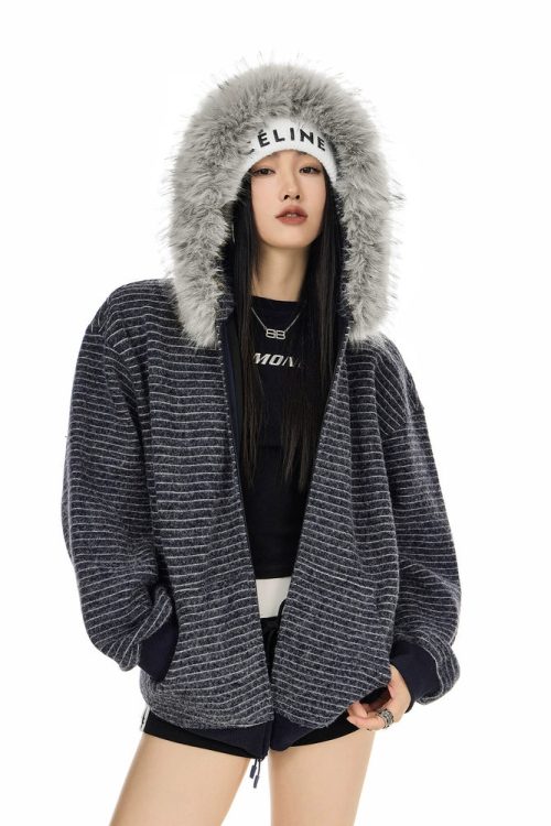 Thin Stripe Zip Hoodie