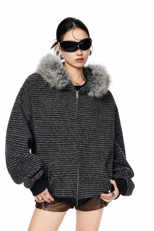 Thin Stripe Zip Hoodie