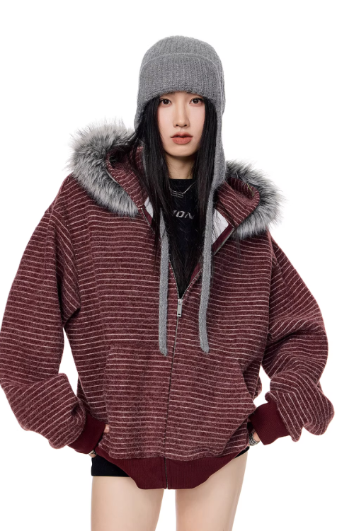 Thin Stripe Zip Hoodie