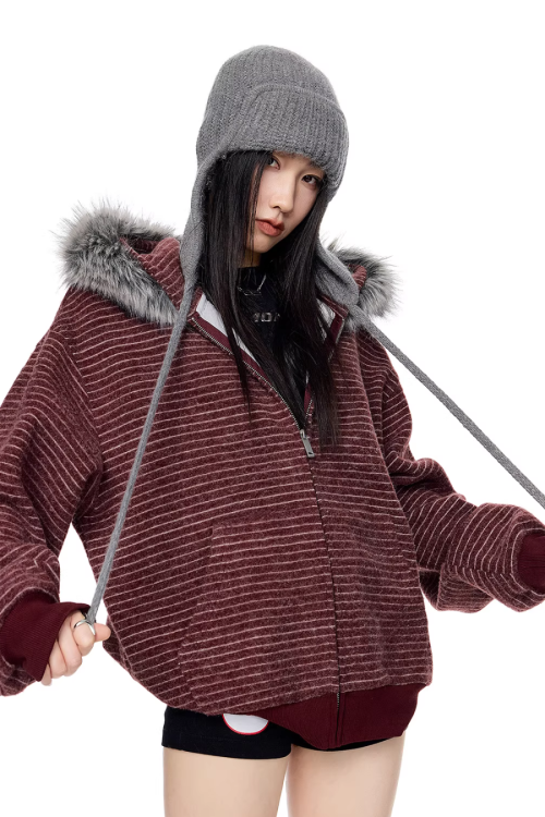 Thin Stripe Zip Hoodie