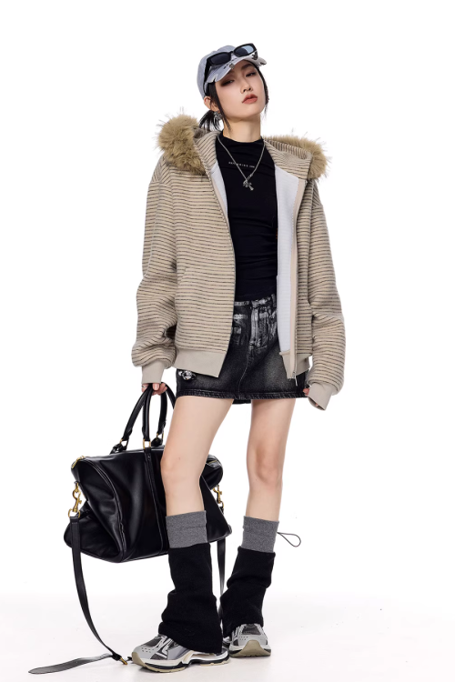 Thin Stripe Zip Hoodie