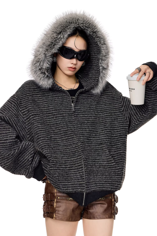 Thin Stripe Zip Hoodie