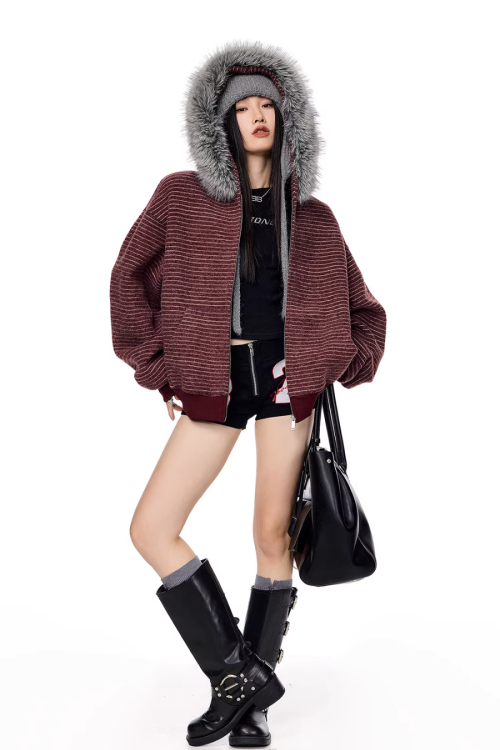 Thin Stripe Zip Hoodie