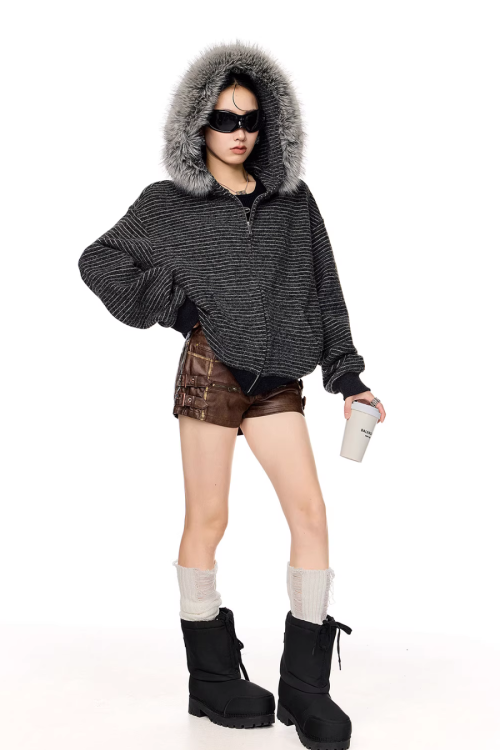 Thin Stripe Zip Hoodie