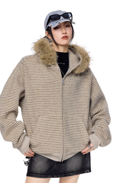 Thin Stripe Zip Hoodie