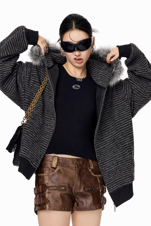 Thin Stripe Zip Hoodie