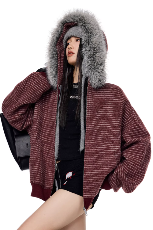 Thin Stripe Zip Hoodie