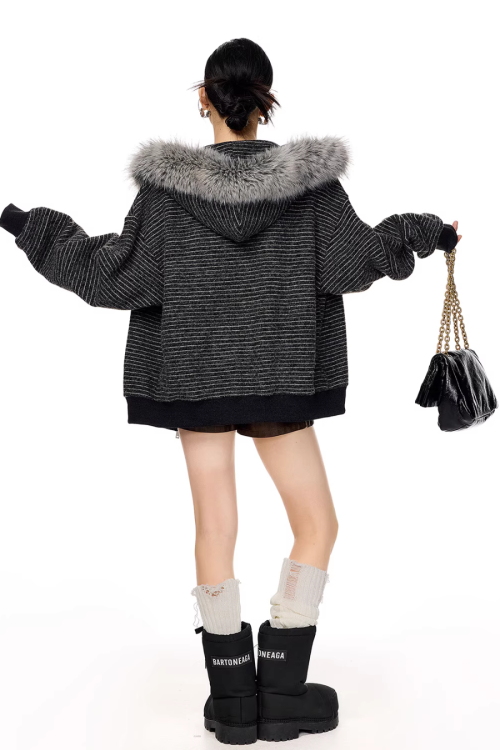 Thin Stripe Zip Hoodie