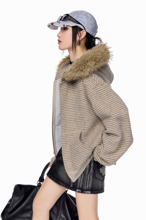 Thin Stripe Zip Hoodie