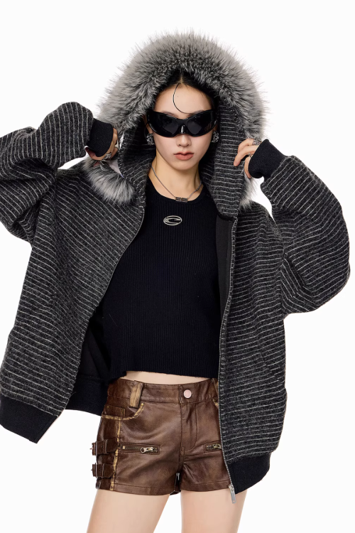 Thin Stripe Zip Hoodie