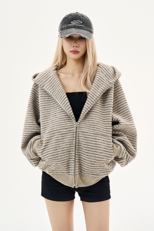 Thin Striped Zip-Up Hoodie