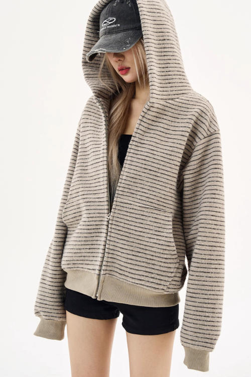 Thin Striped Zip-Up Hoodie