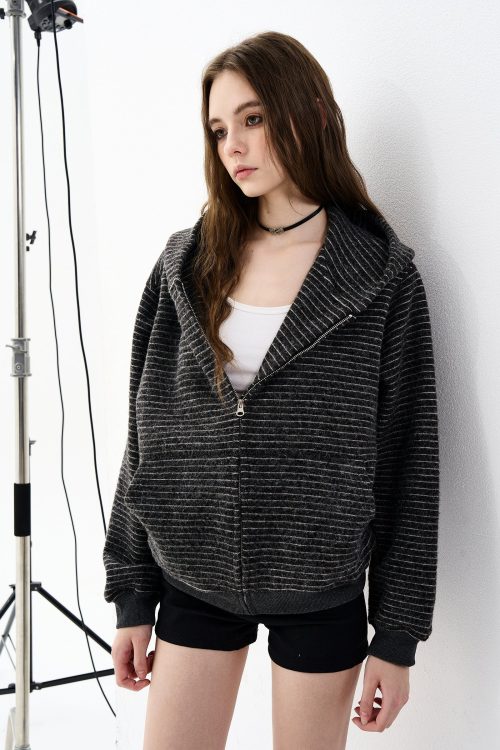Thin Striped Zip-Up Hoodie