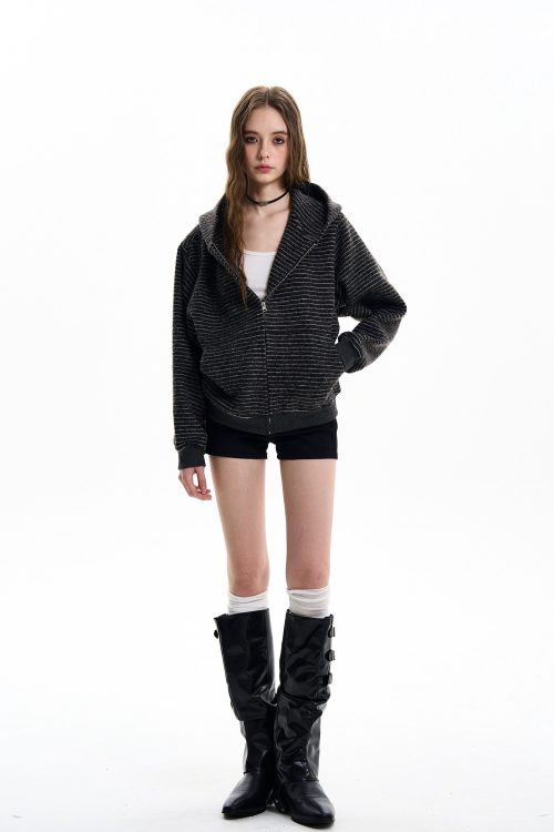 Thin Striped Zip-Up Hoodie