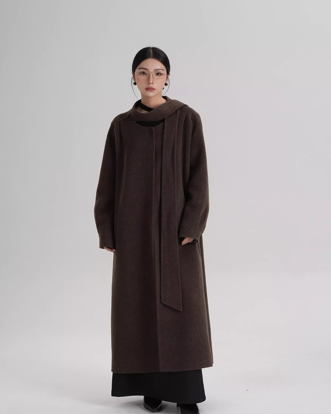 Tie Collar Long Coat Tie Collar Long Coat