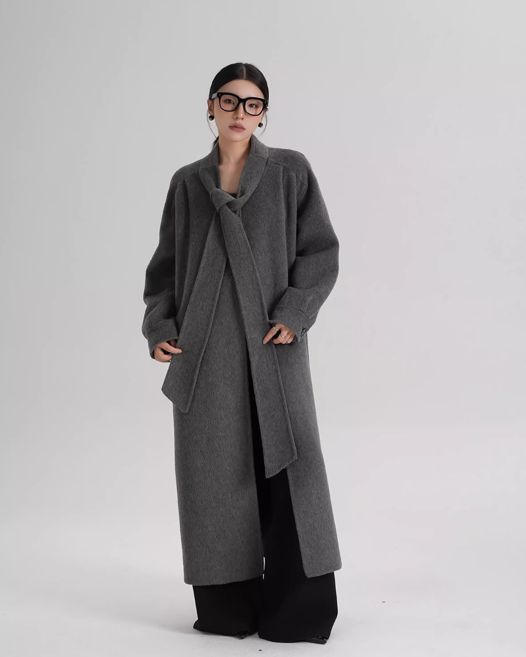 Tie Collar Long Coat Tie Collar Long Coat