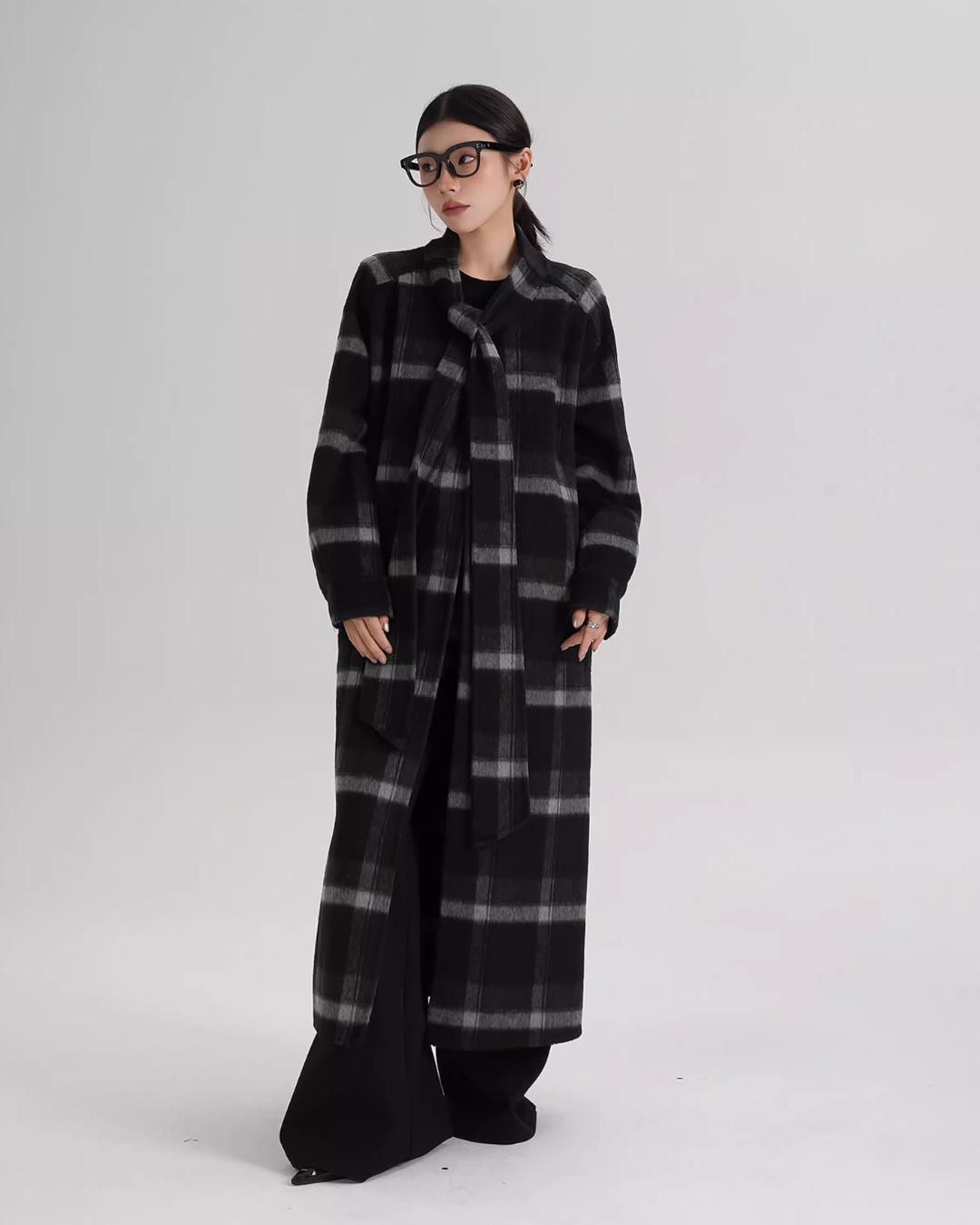 Tie Collar Long Coat Tie Collar Long Coat