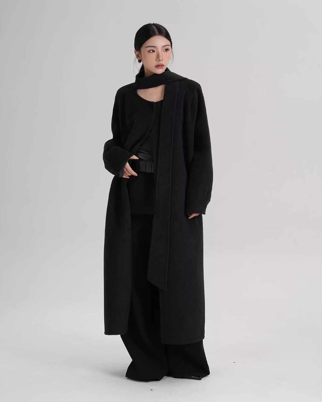 Tie Collar Long Coat Tie Collar Long Coat
