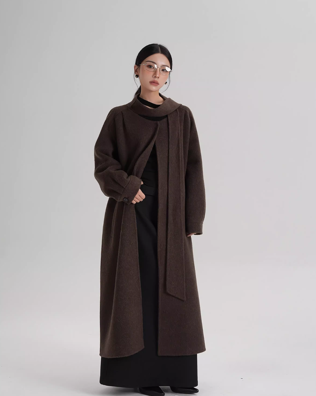 Tie Collar Long Coat Tie Collar Long Coat