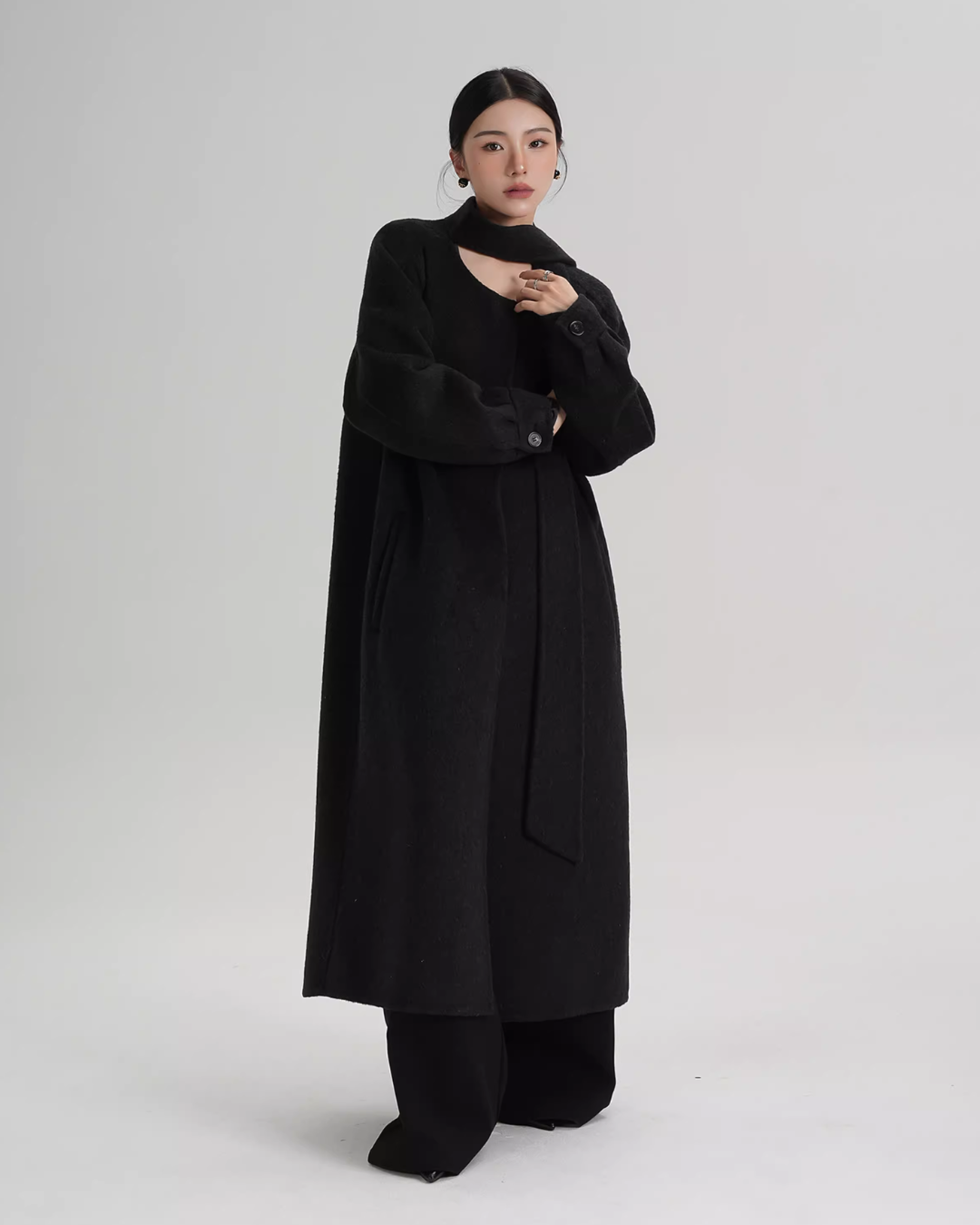 Tie Collar Long Coat Tie Collar Long Coat