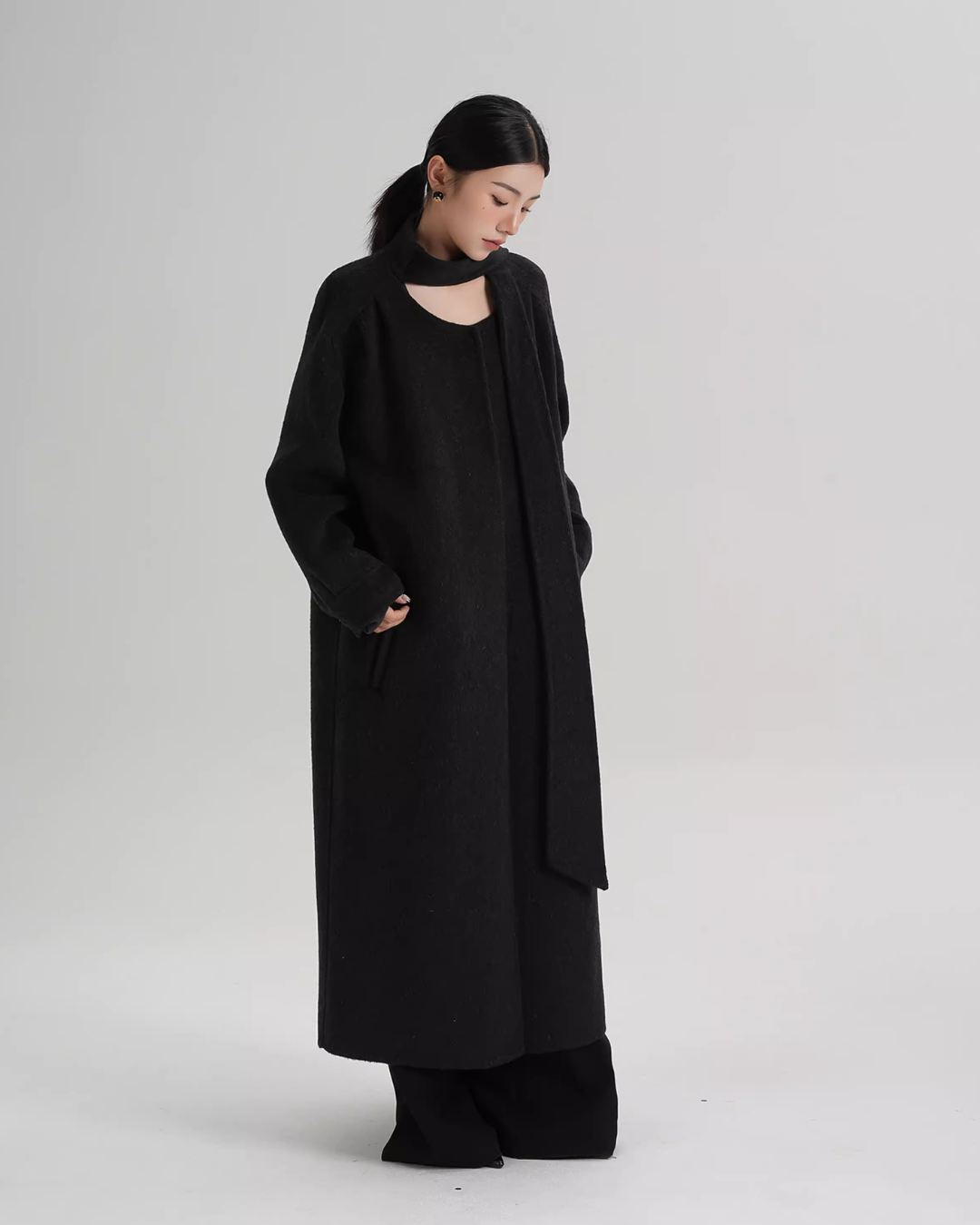 Tie Collar Long Coat Tie Collar Long Coat