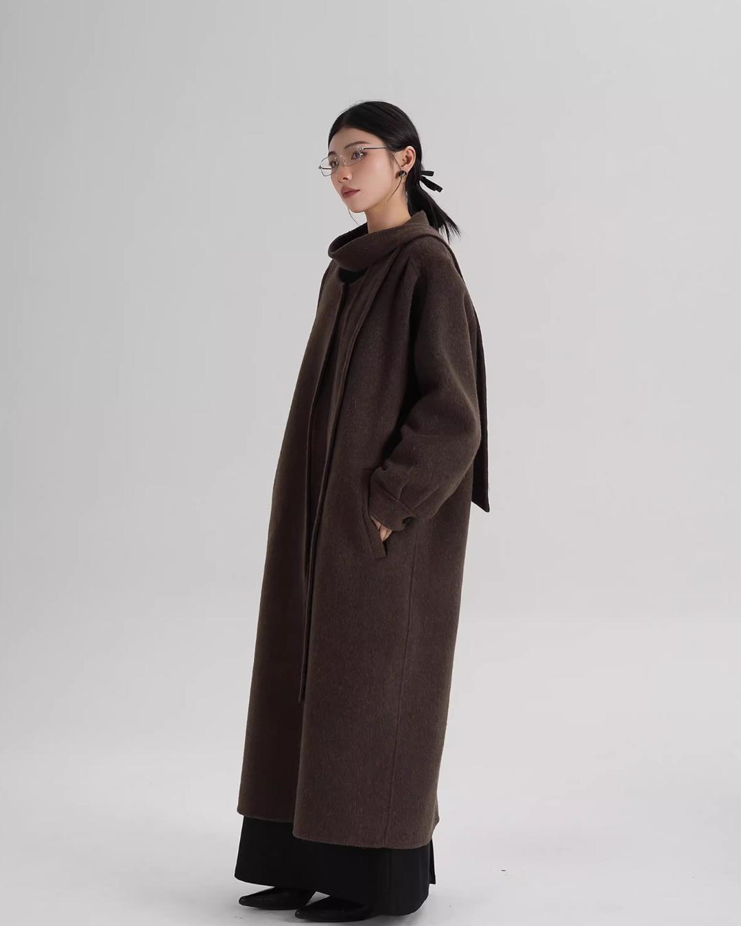 Tie Collar Long Coat Tie Collar Long Coat