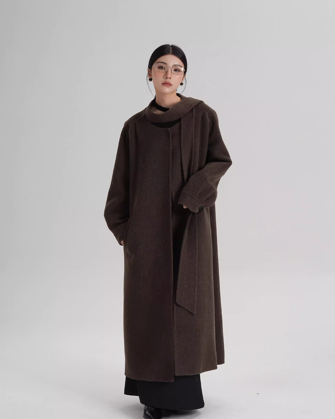 Tie Collar Long Coat Tie Collar Long Coat