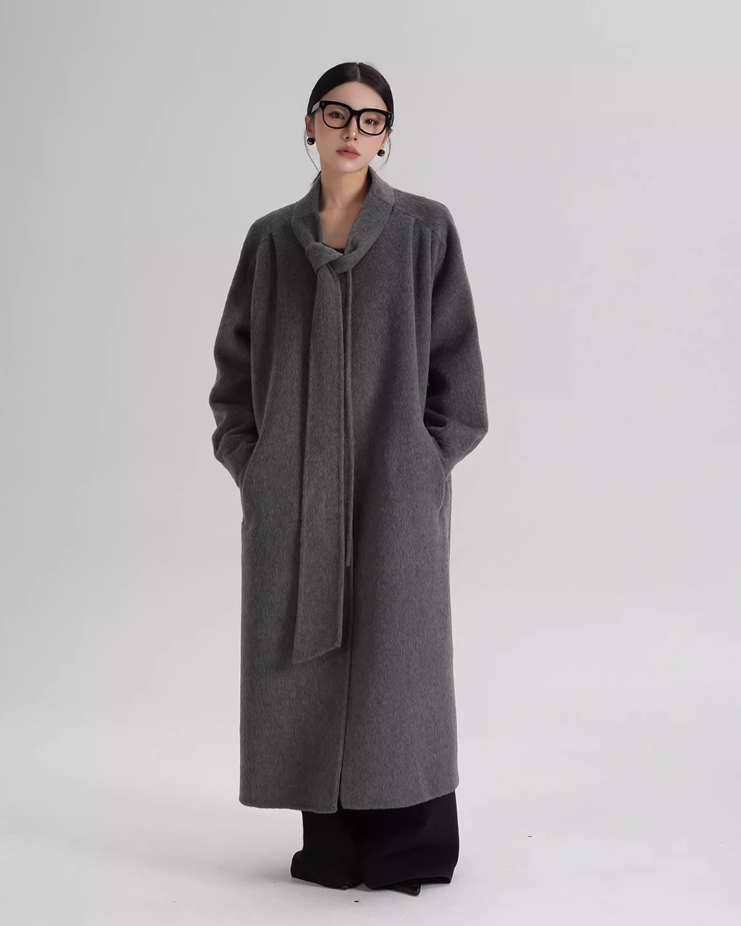 Tie Collar Long Coat Tie Collar Long Coat