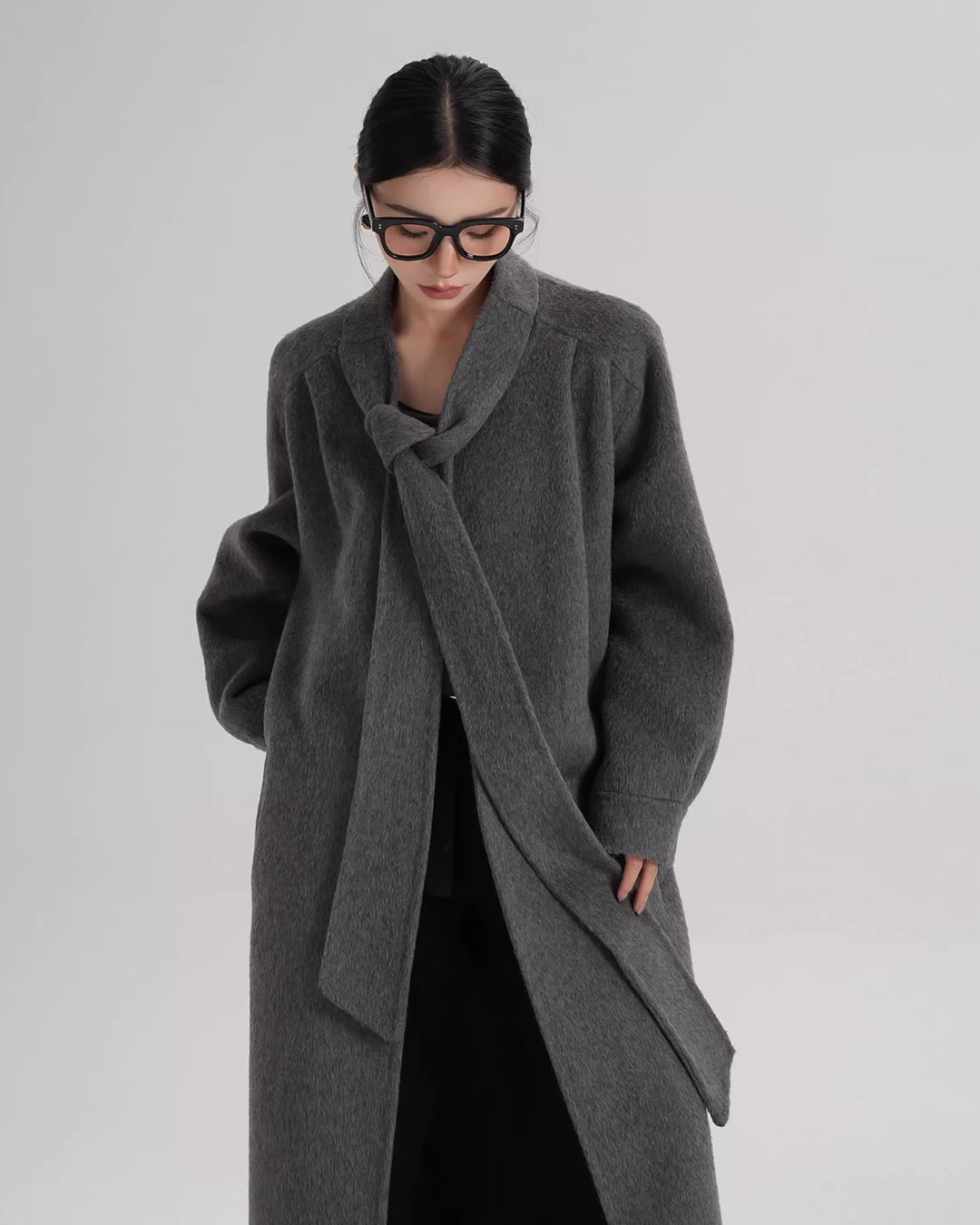 Tie Collar Long Coat Tie Collar Long Coat
