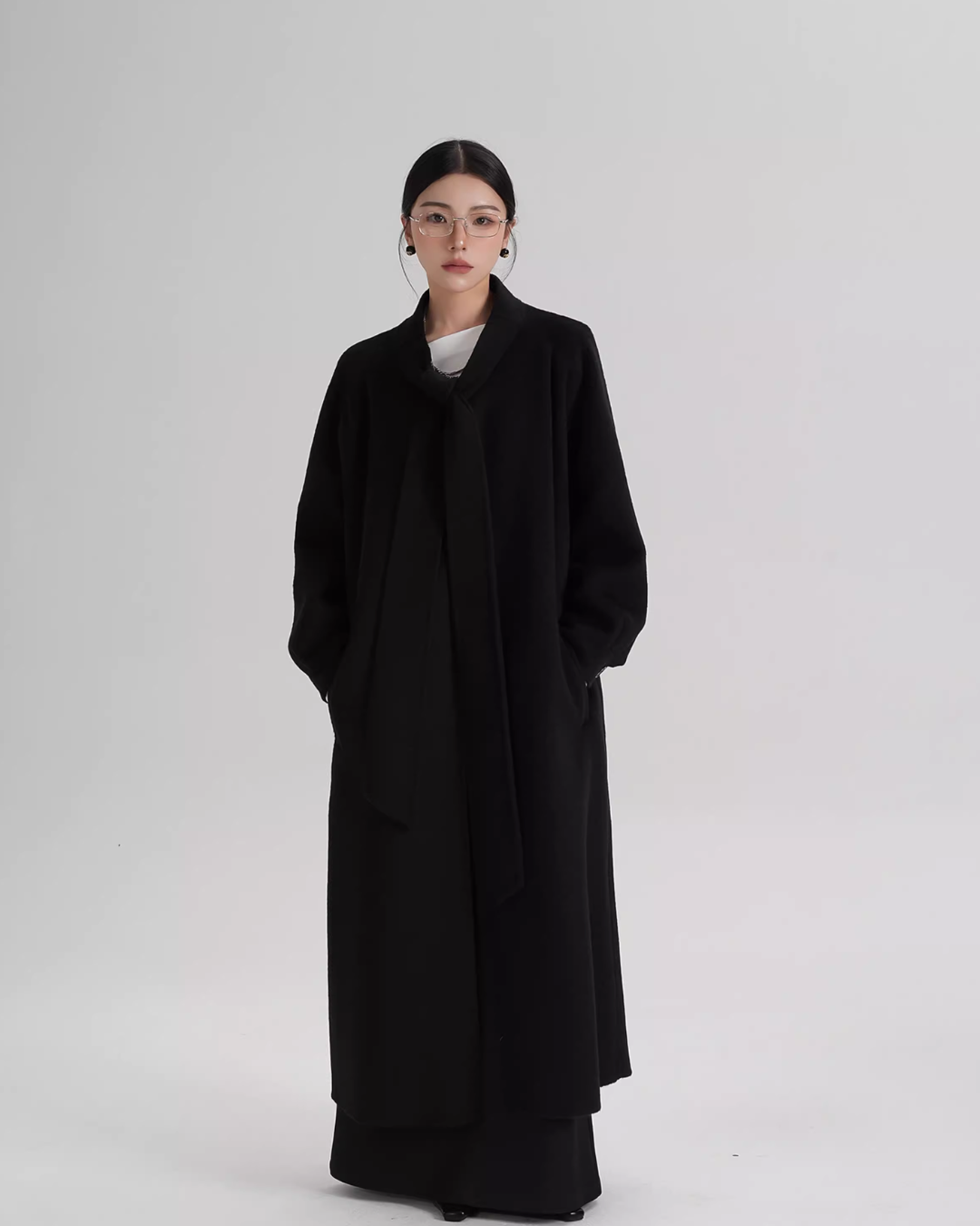 Tie Collar Long Coat Tie Collar Long Coat