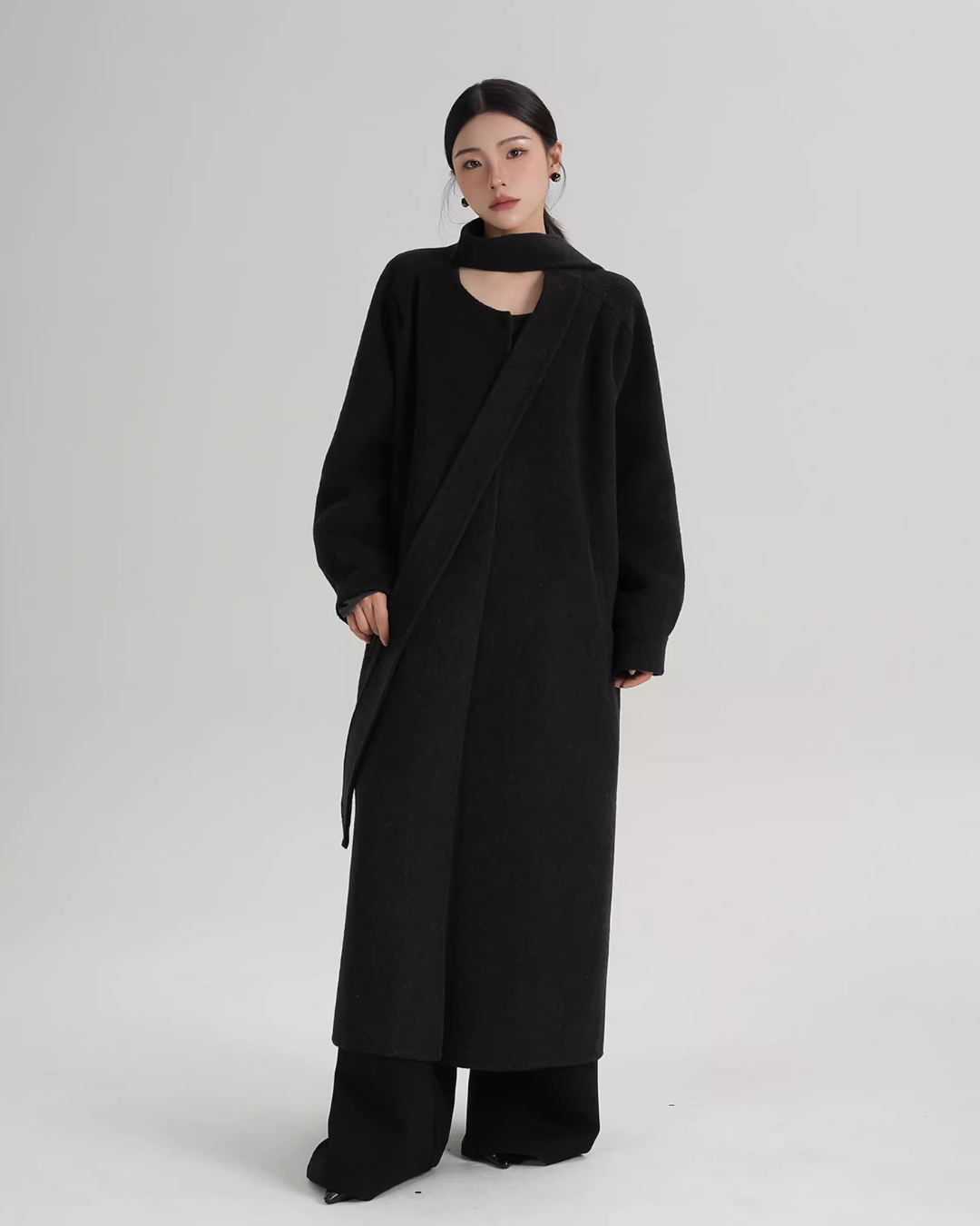 Tie Collar Long Coat Tie Collar Long Coat