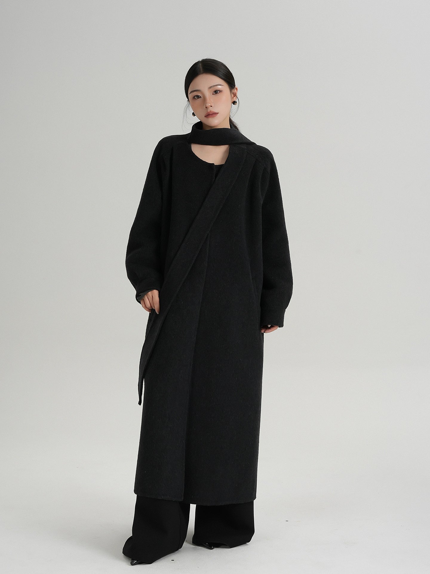 Tie Collar Long Coat Tie Collar Long Coat