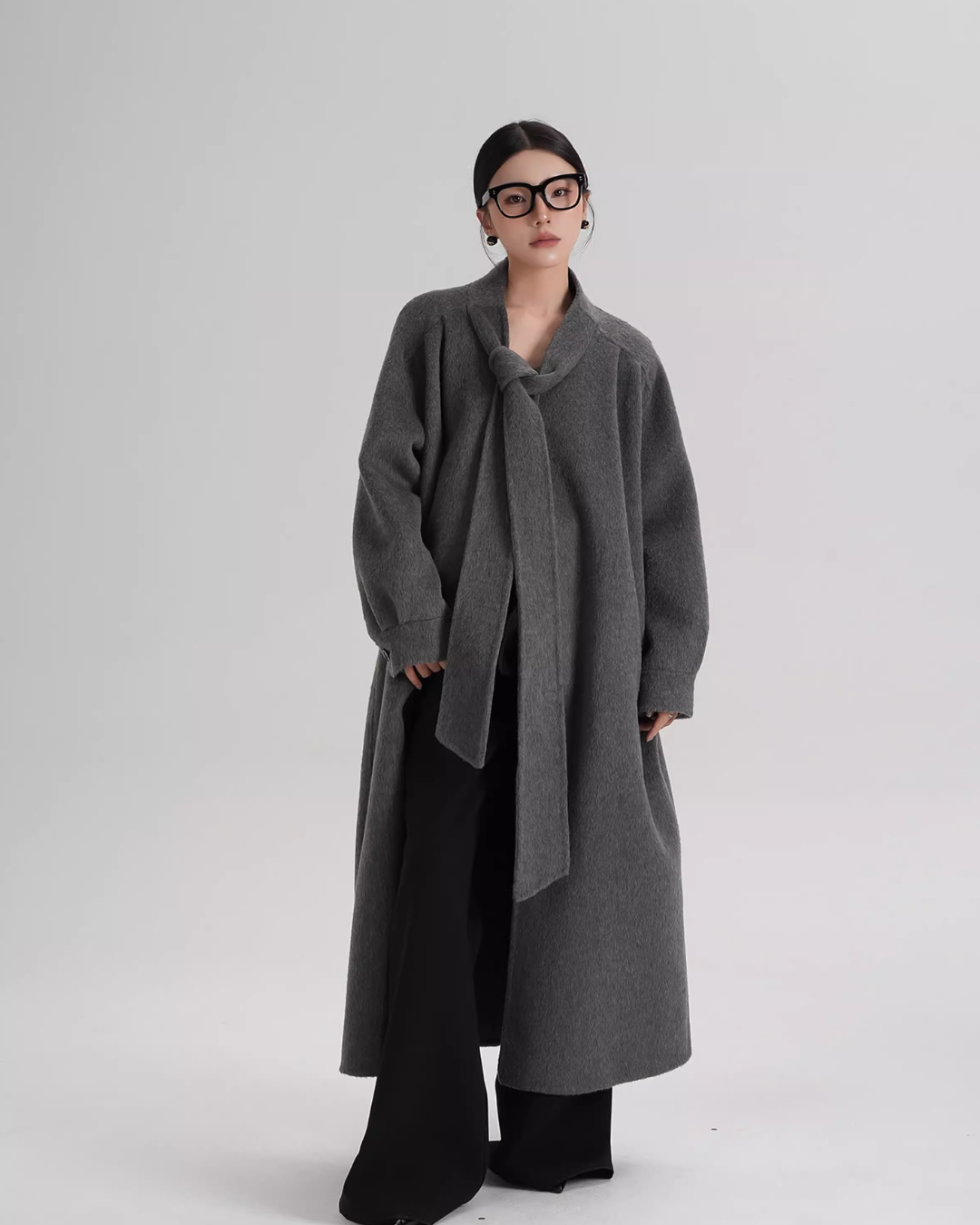 Tie Collar Long Coat Tie Collar Long Coat