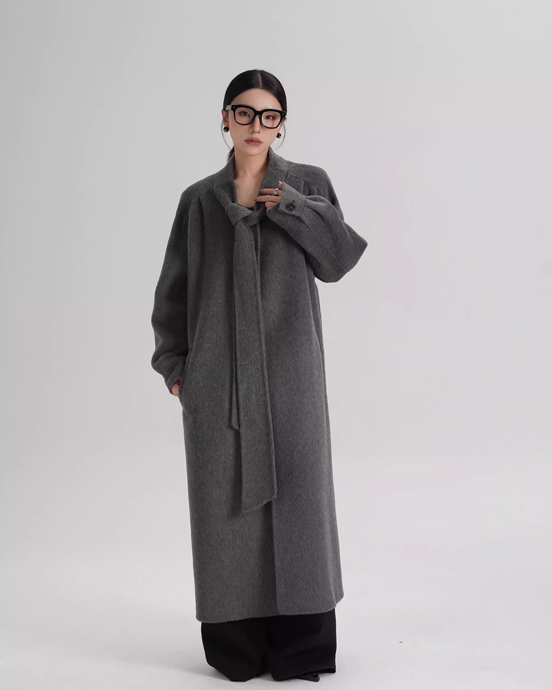 Tie Collar Long Coat Tie Collar Long Coat