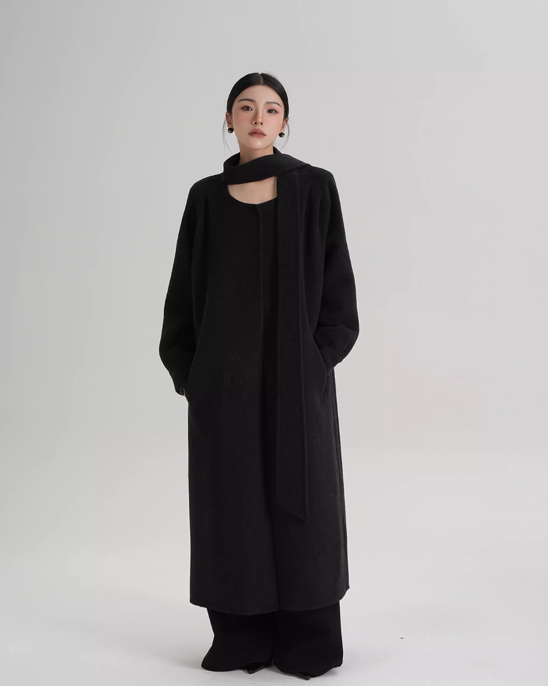 Tie Collar Long Coat Tie Collar Long Coat