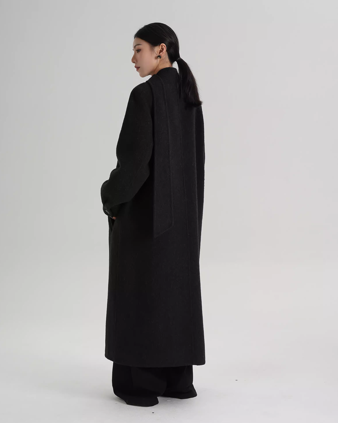 Tie Collar Long Coat Tie Collar Long Coat