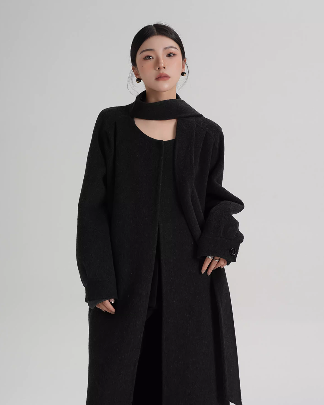 Tie Collar Long Coat Tie Collar Long Coat