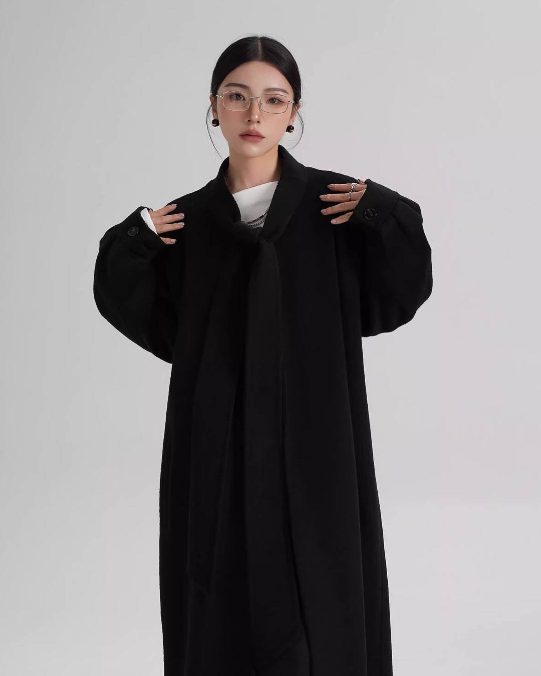 Tie Collar Long Coat Tie Collar Long Coat