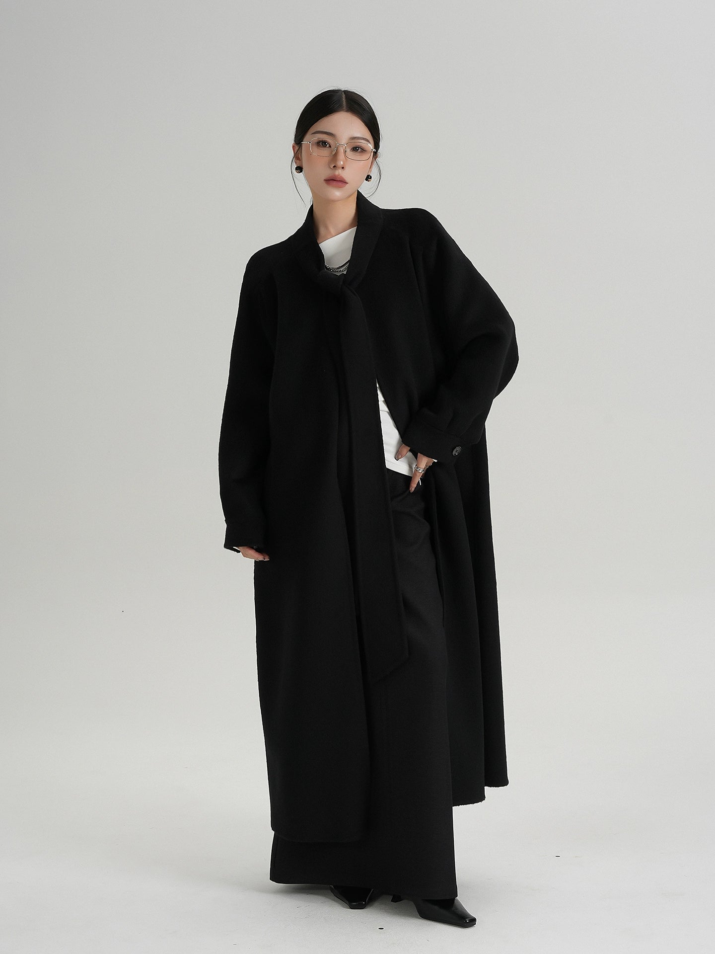 Tie Collar Long Coat Tie Collar Long Coat
