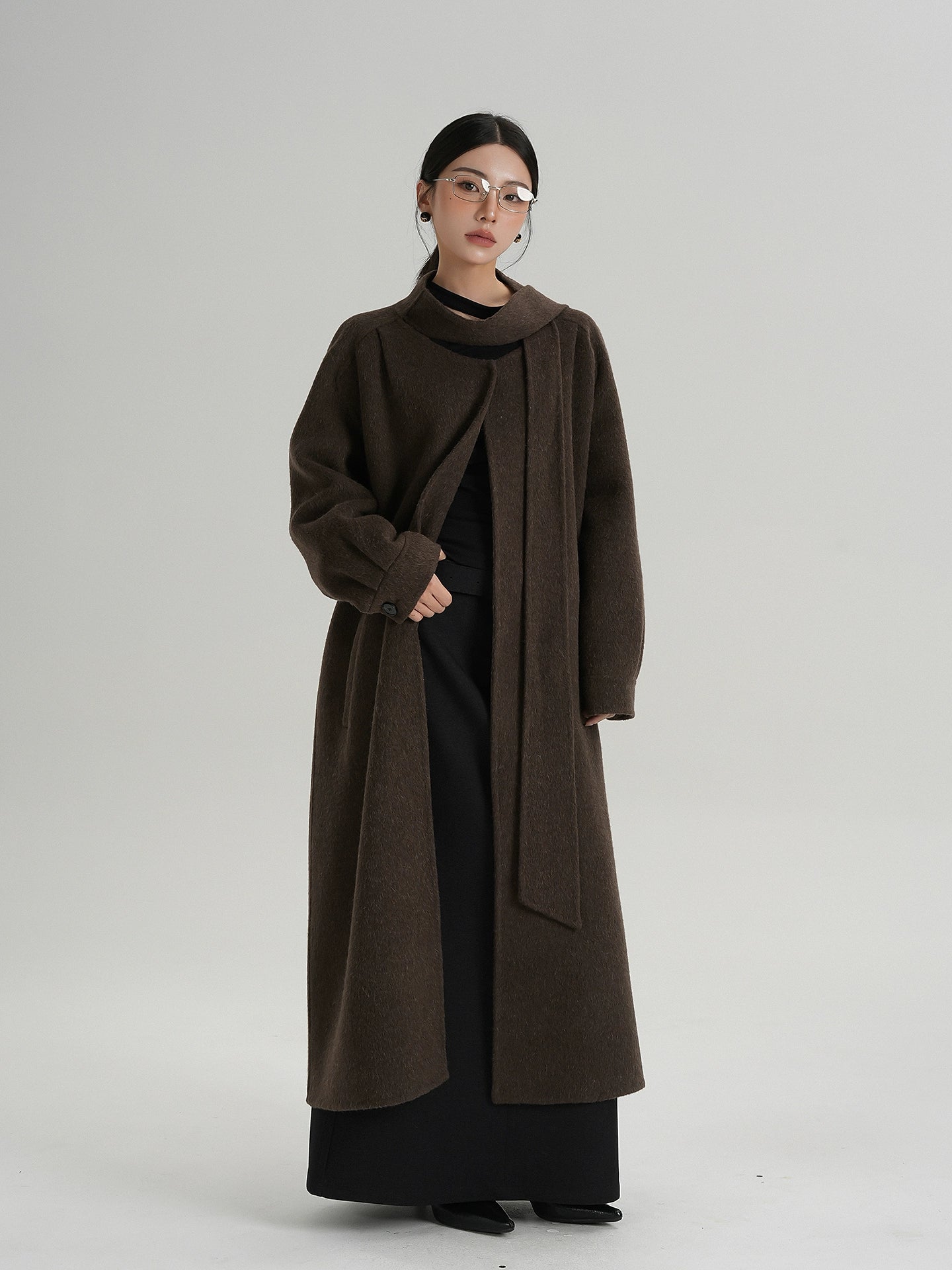 Tie Collar Long Coat Tie Collar Long Coat