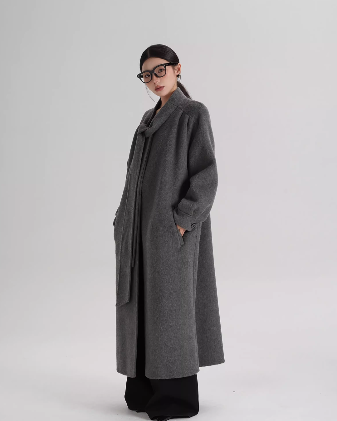 Tie Collar Long Coat Tie Collar Long Coat