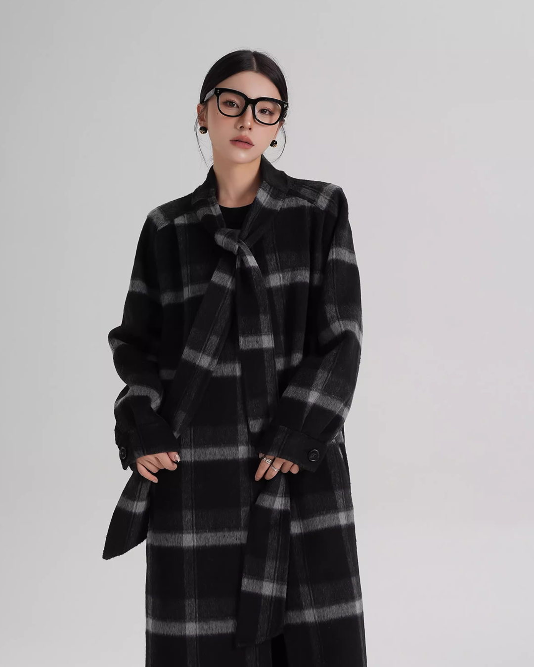 Tie Collar Long Coat Tie Collar Long Coat